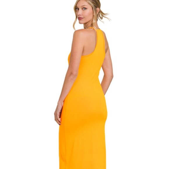 BRUSHED DTY THIN STRAP RACERBACK V-NECK MAXI DRESS - Picture 3 of 3